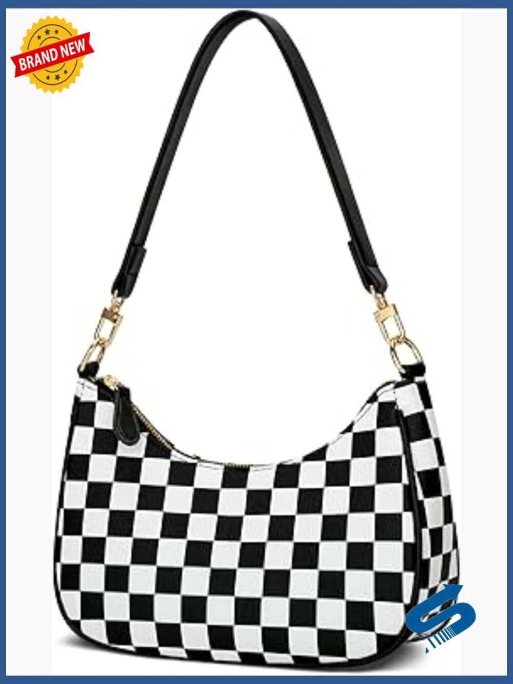 Small PU Leather Shoulder Bag with Removable Straps, 3 Compartments